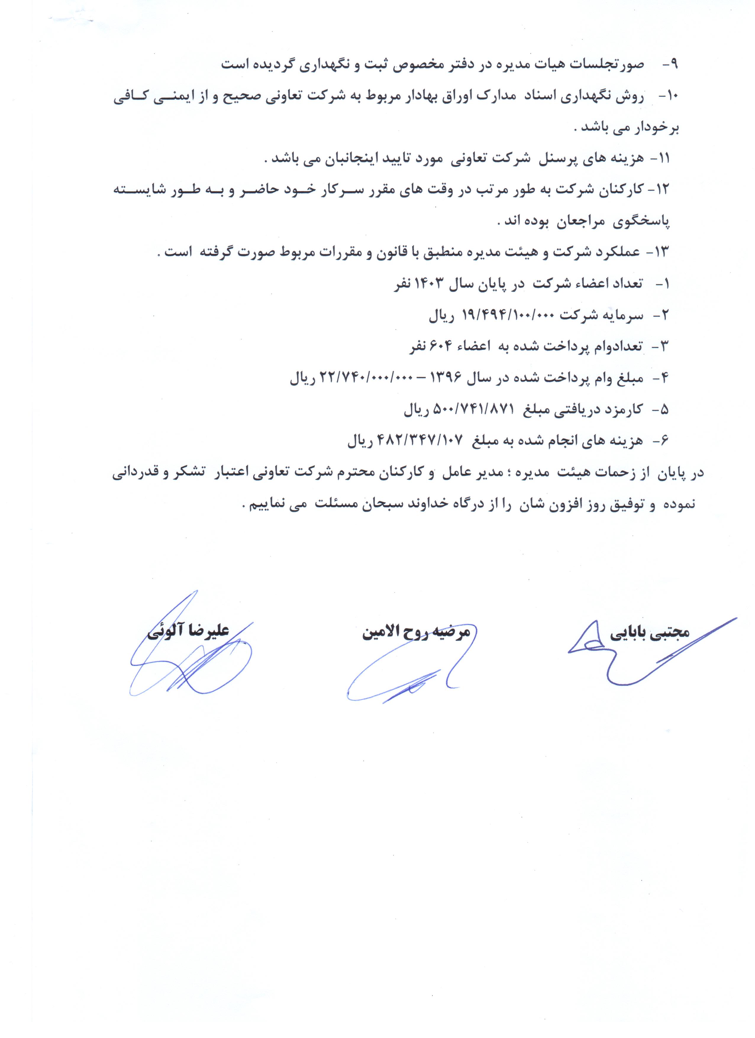 گزارش بازرسان شرکت تعاونی اعتبار کارکنان بهزیستی اصفهان